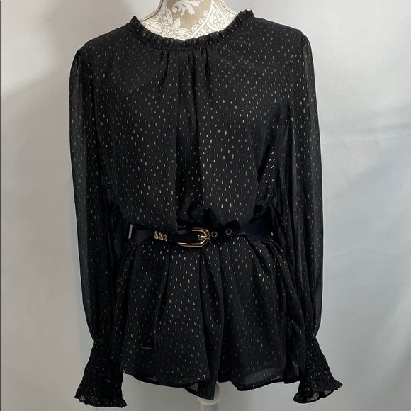 Cynthia Rowley Black and Gold Blouse size 3x - Picture 5 of 6